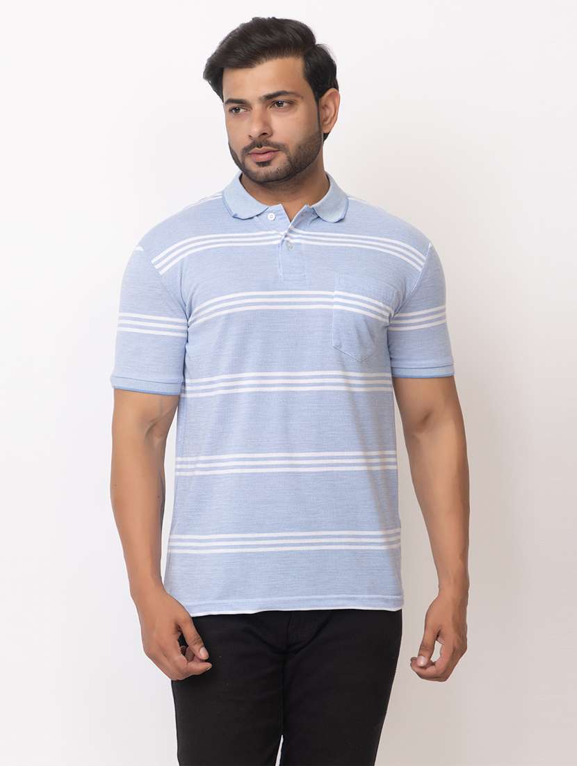 men striped short sleeve regular fit polo t-shirt