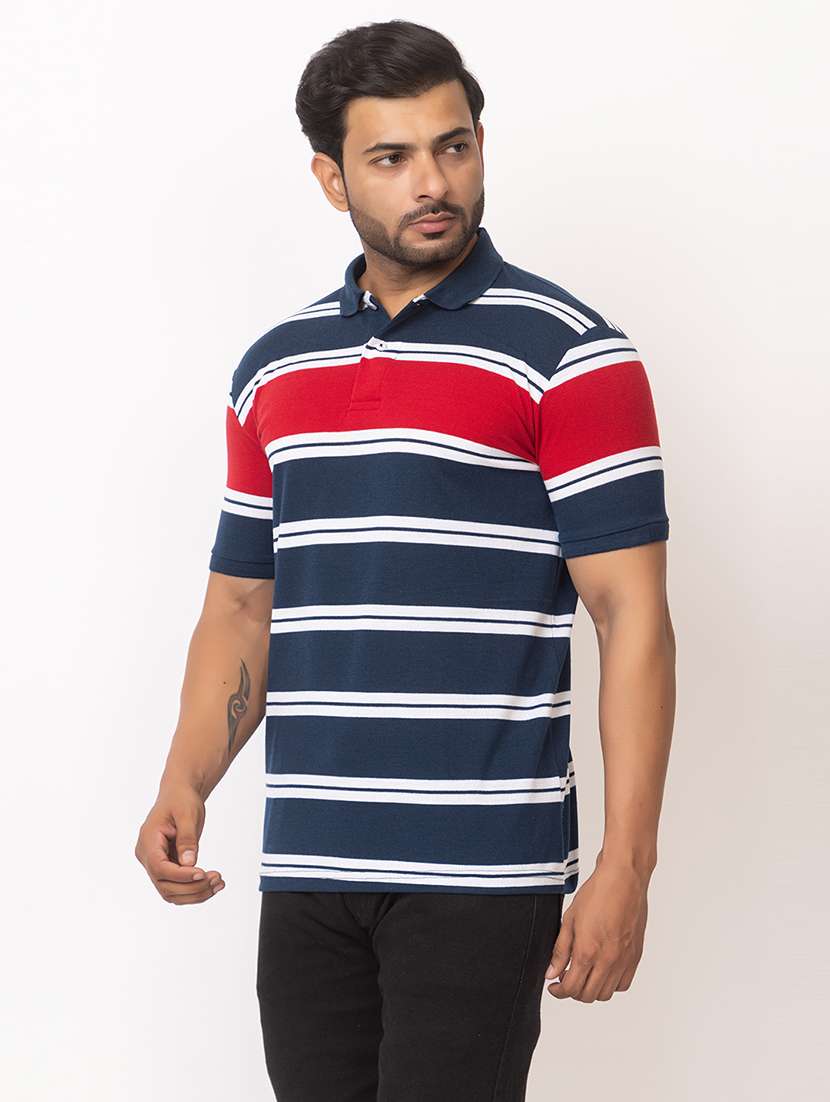 men striped short sleeve regular fit polo t-shirt - 21936000 -  Standard Image - 2