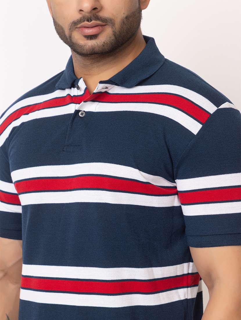 men striped short sleeve regular fit polo t-shirt - 21936002 - Standard Image - 2