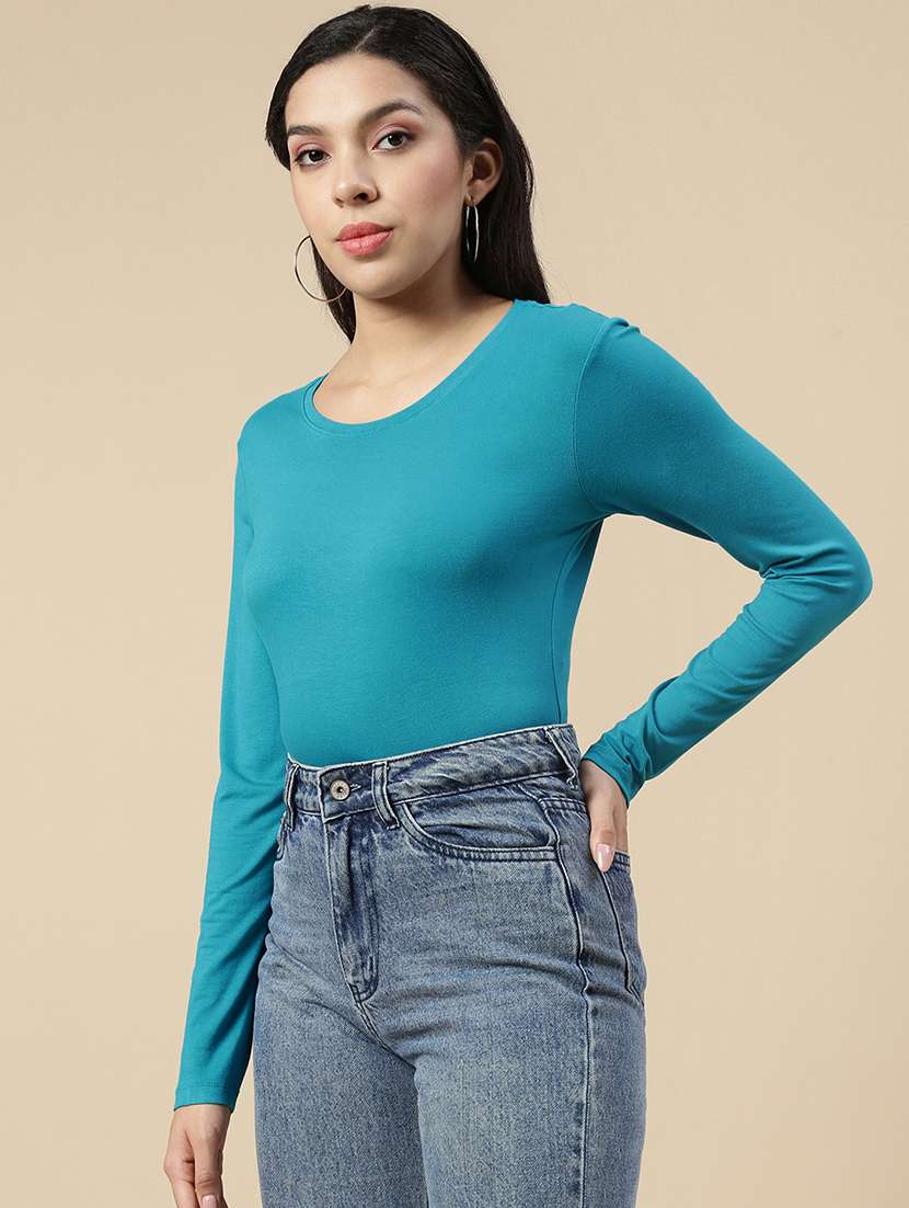 women solid long sleeve regular fit t-shirt - 21936012 - Standard Image - 2