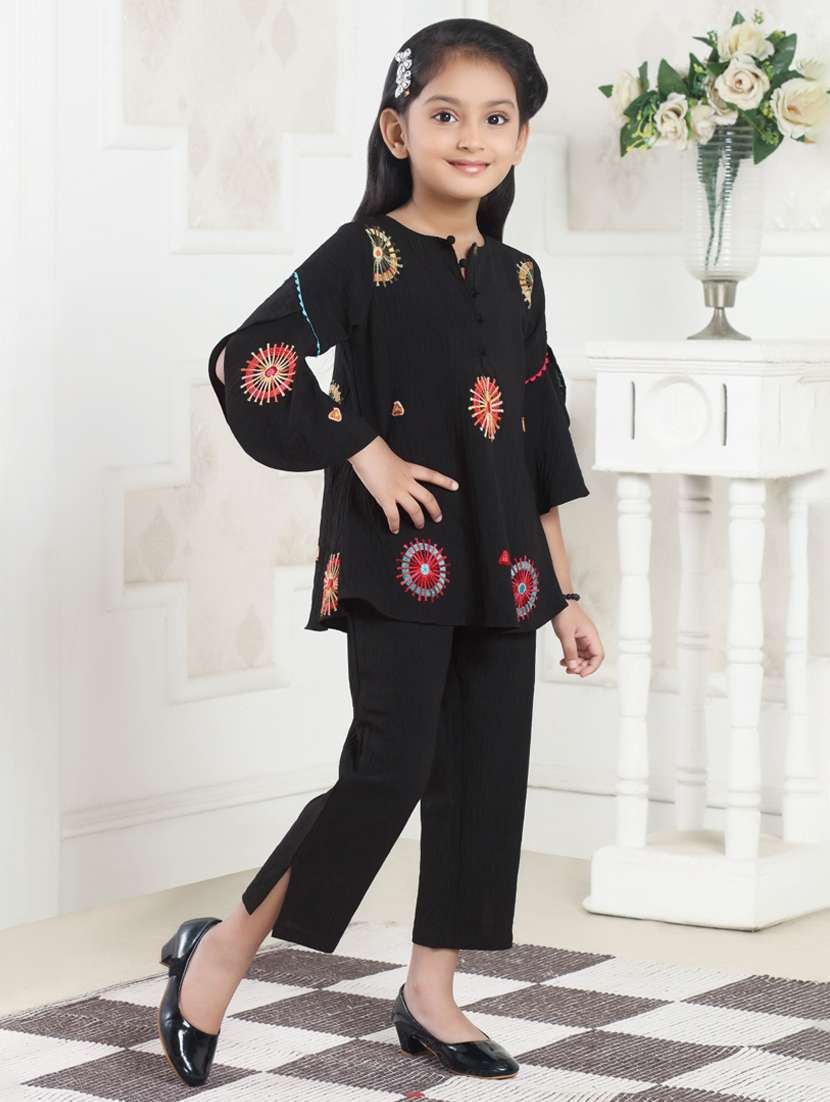 girls embroidered top & trouser co-ord set - 21936113 -  Standard Image - 2
