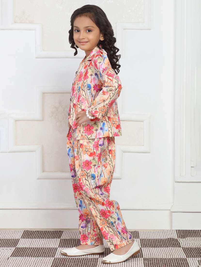 girls floral printed top & trouser co-ord set - 21936115 -  Standard Image - 2