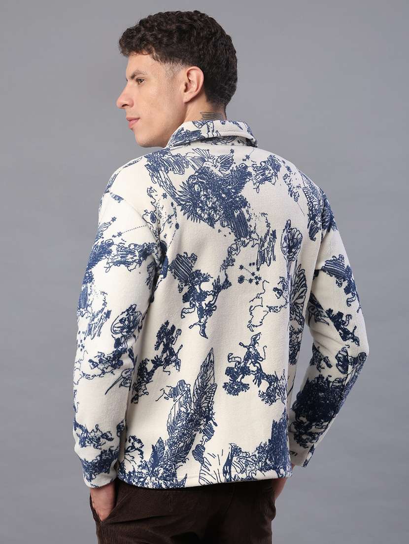 men printed collared long sleeve shacket - 21936122 -  Standard Image - 2