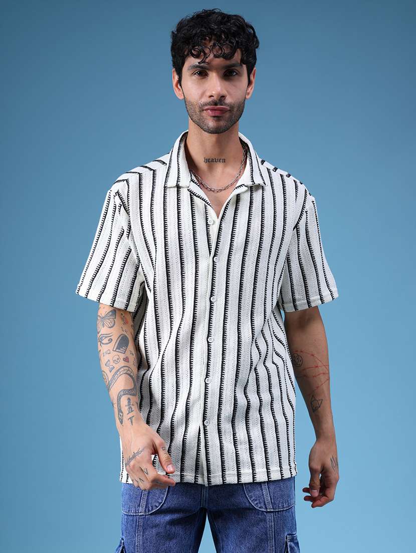 men striped short sleeve regular fit casual shirt - 21936150 -  Standard Image - 2