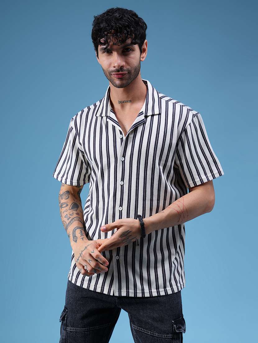 men striped short sleeve regular fit casual shirt - 21936209 -  Standard Image - 2