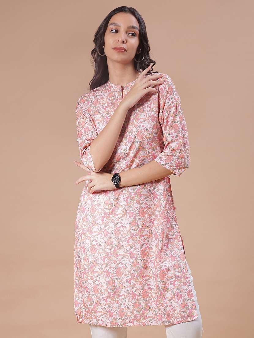 women three quarter sleeve straight kurta