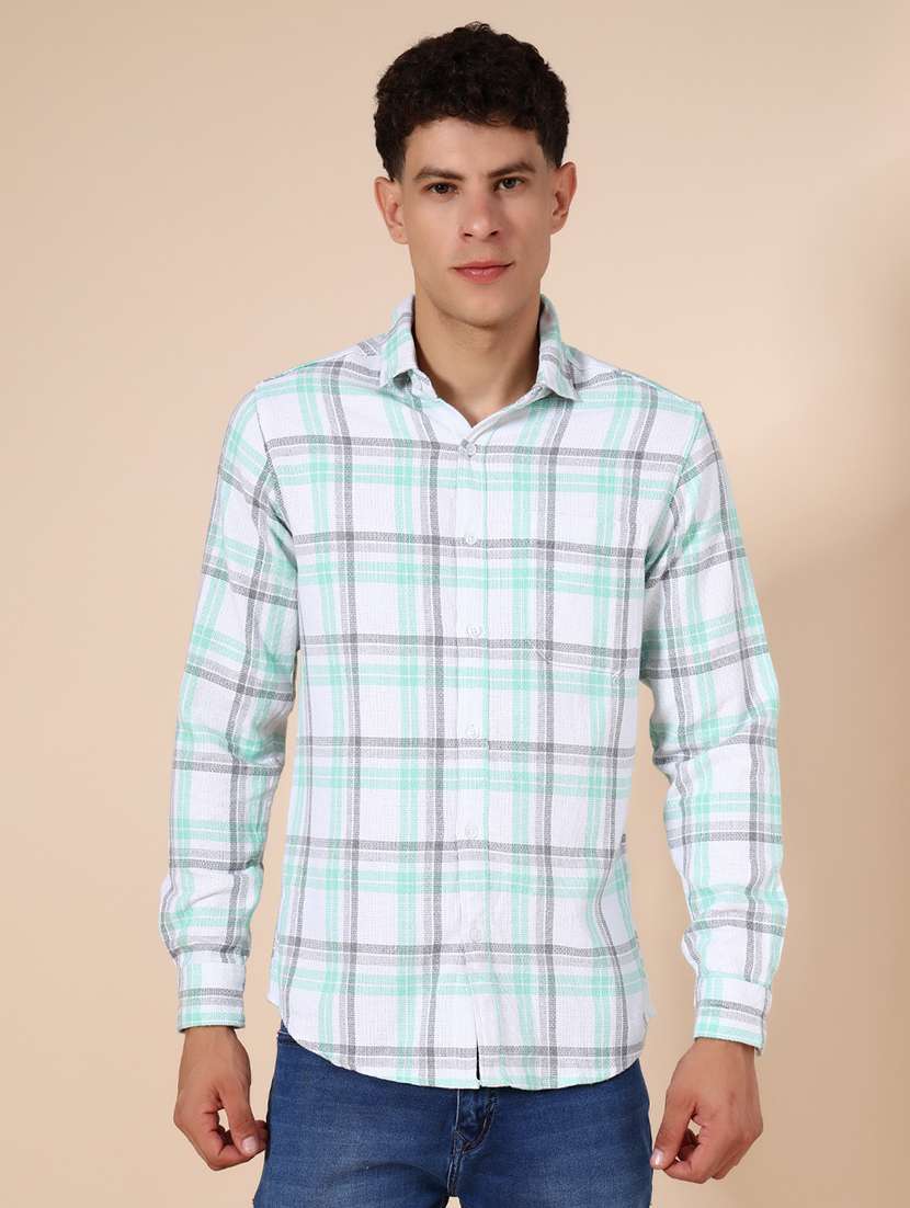 men checkered collared long sleeve shirt - 21936290 -  Standard Image - 2
