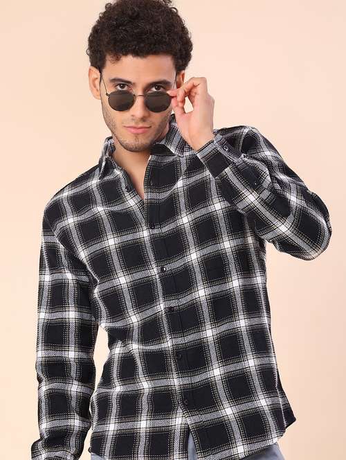 men checkered long sleeve regular fit casual shirt - 21936291 -  Standard Image - 0