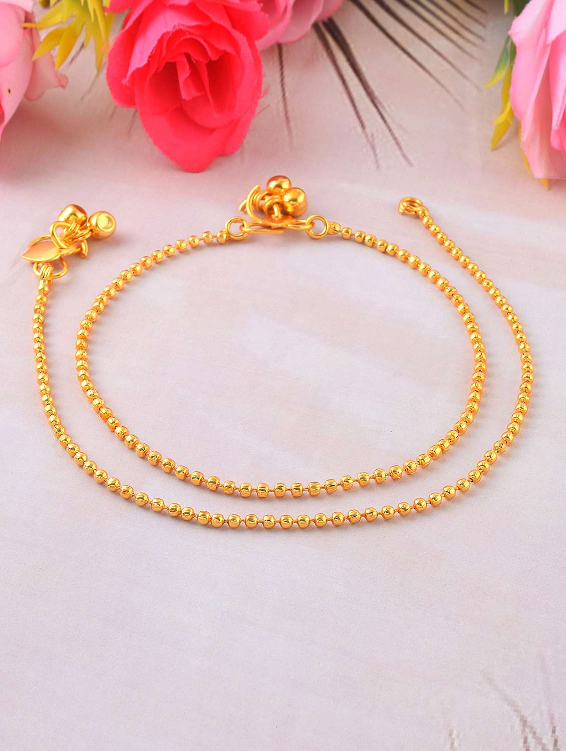 women gold brass anklet