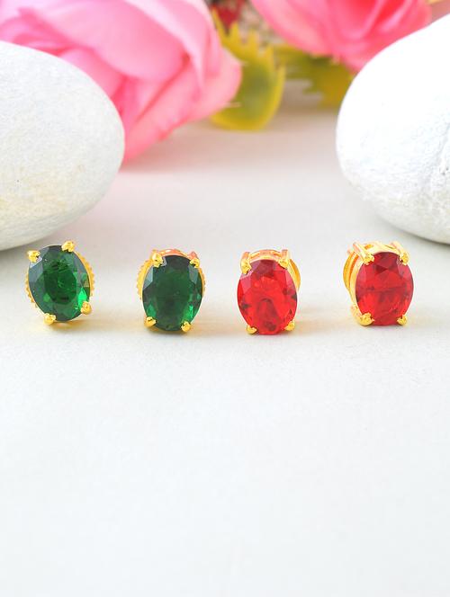women pack of 2 stone studded stud earring - 21936655 -  Standard Image - 0