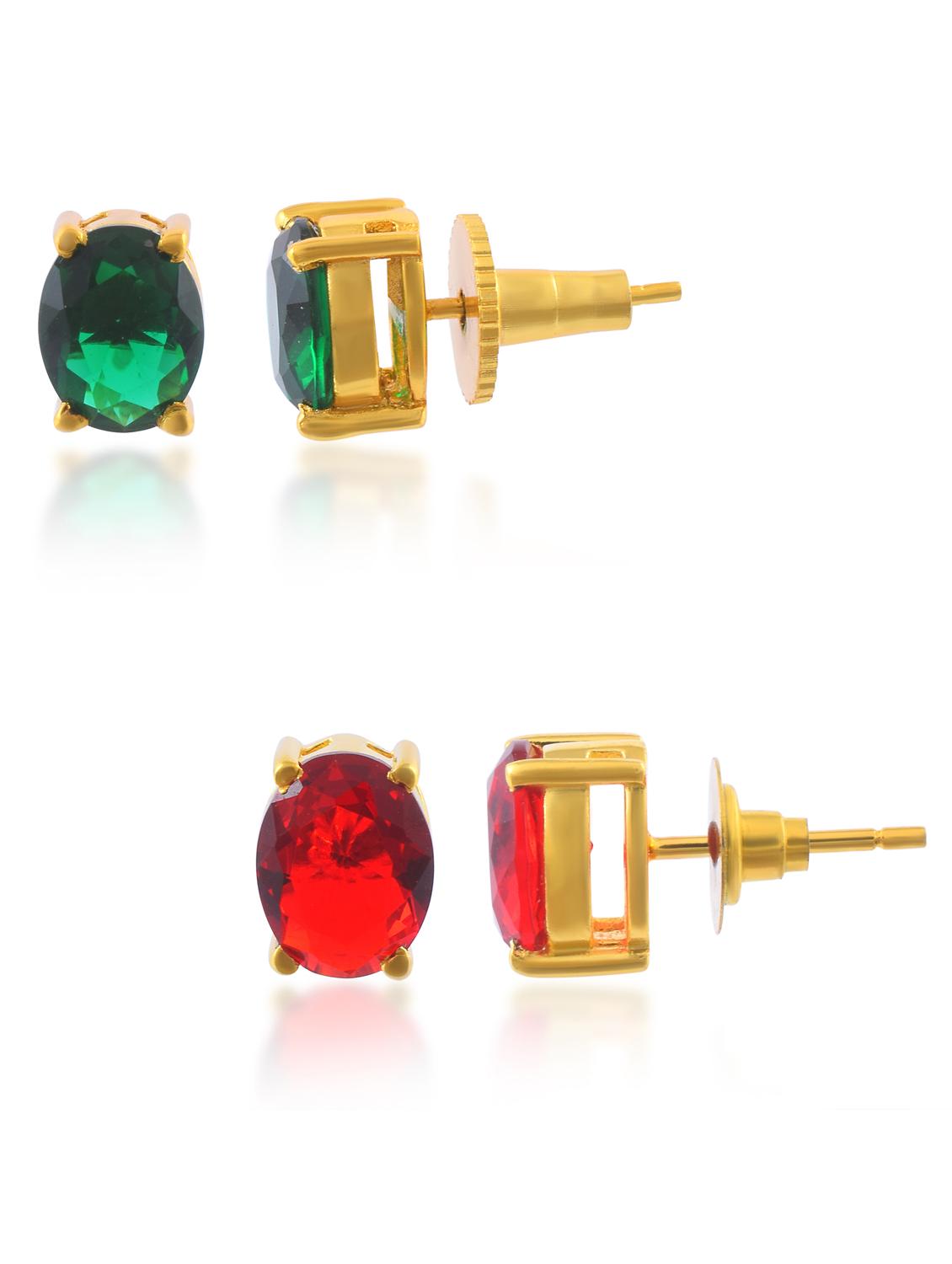 women pack of 2 stone studded stud earring - 21936655 - Standard Image - 2