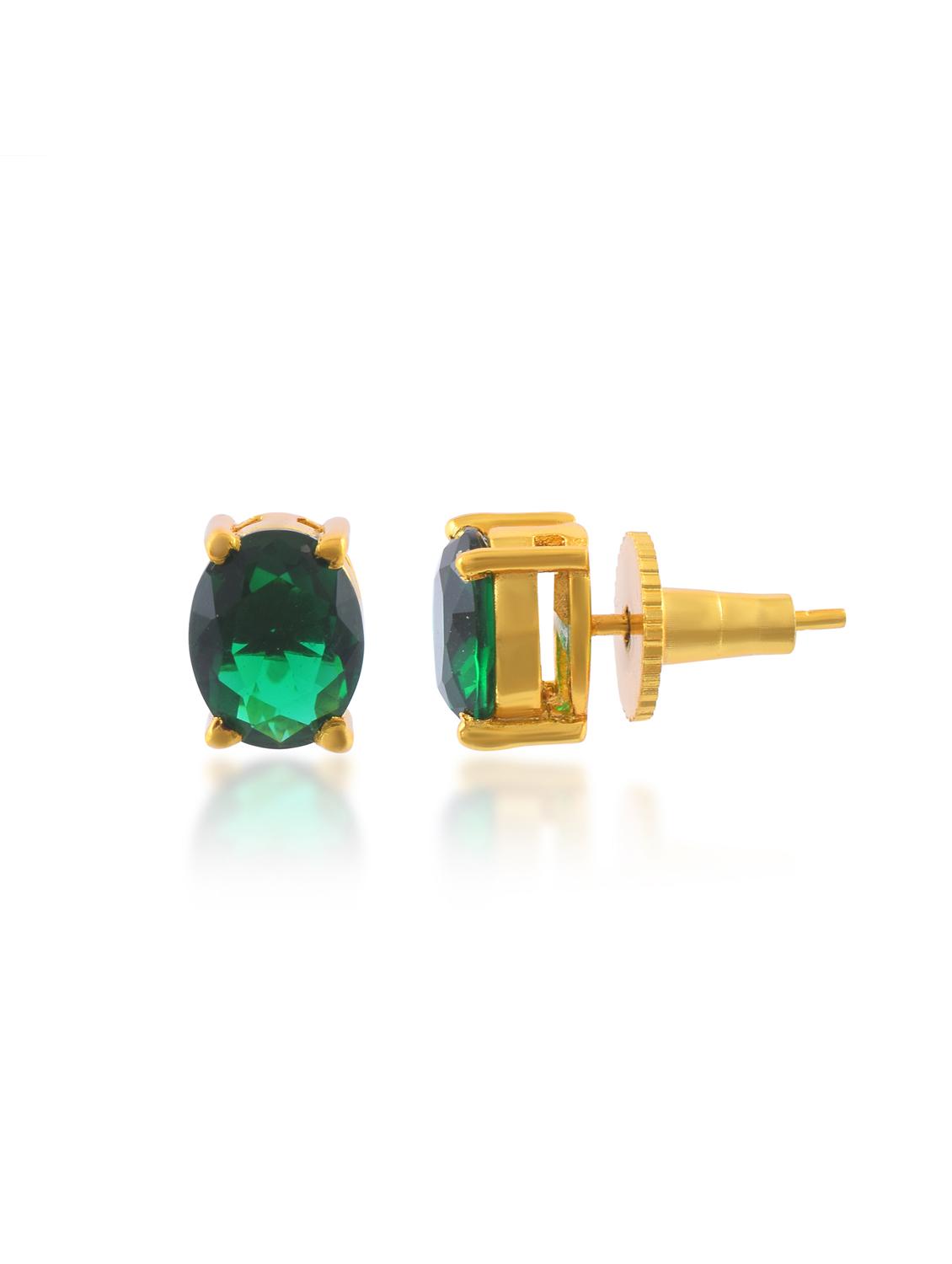 women green stone studded earrings - 21936721 - Standard Image - 2