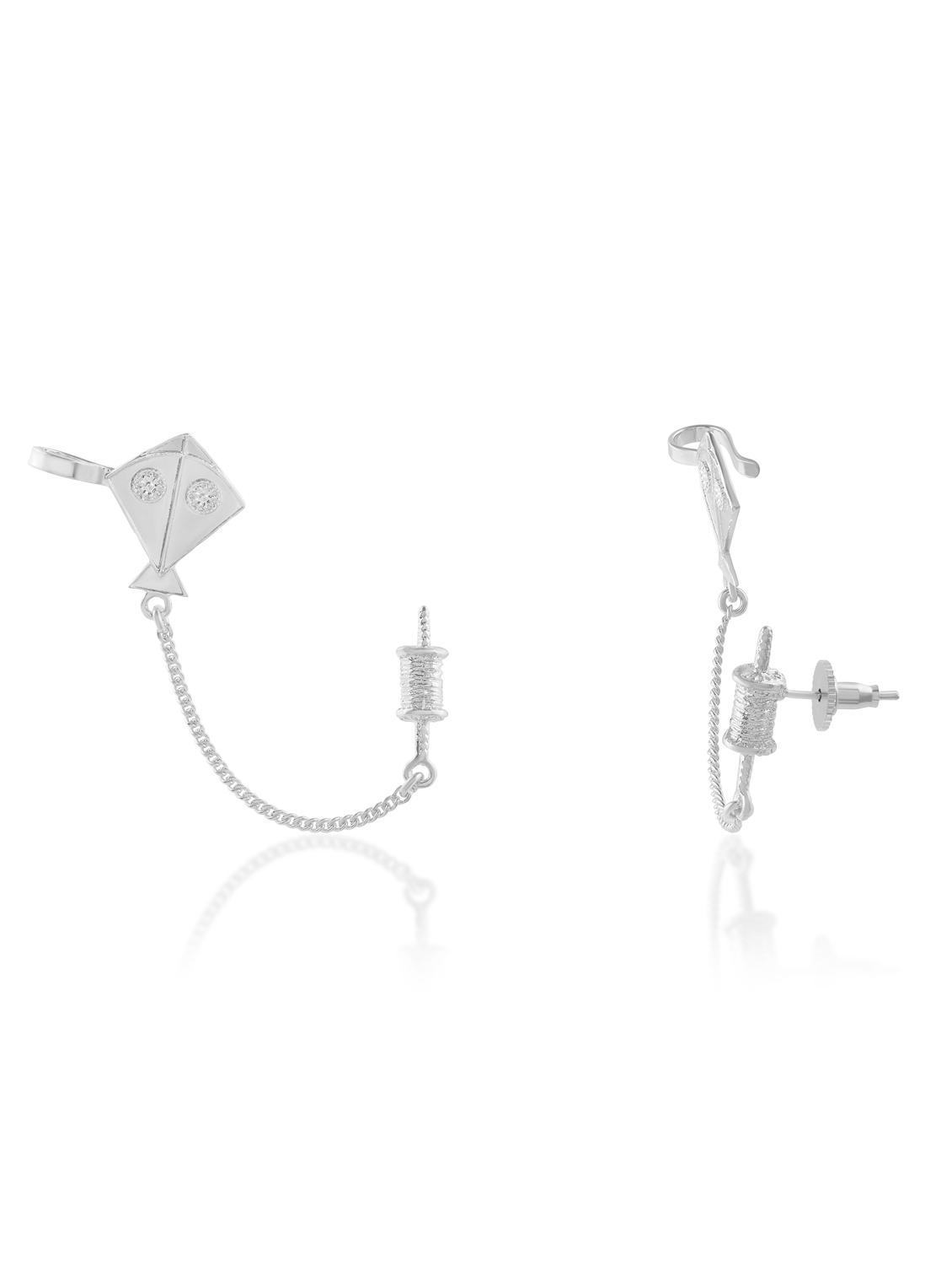 oxidised silver plated kite shaped earcuff - 21936724 - Standard Image - 2