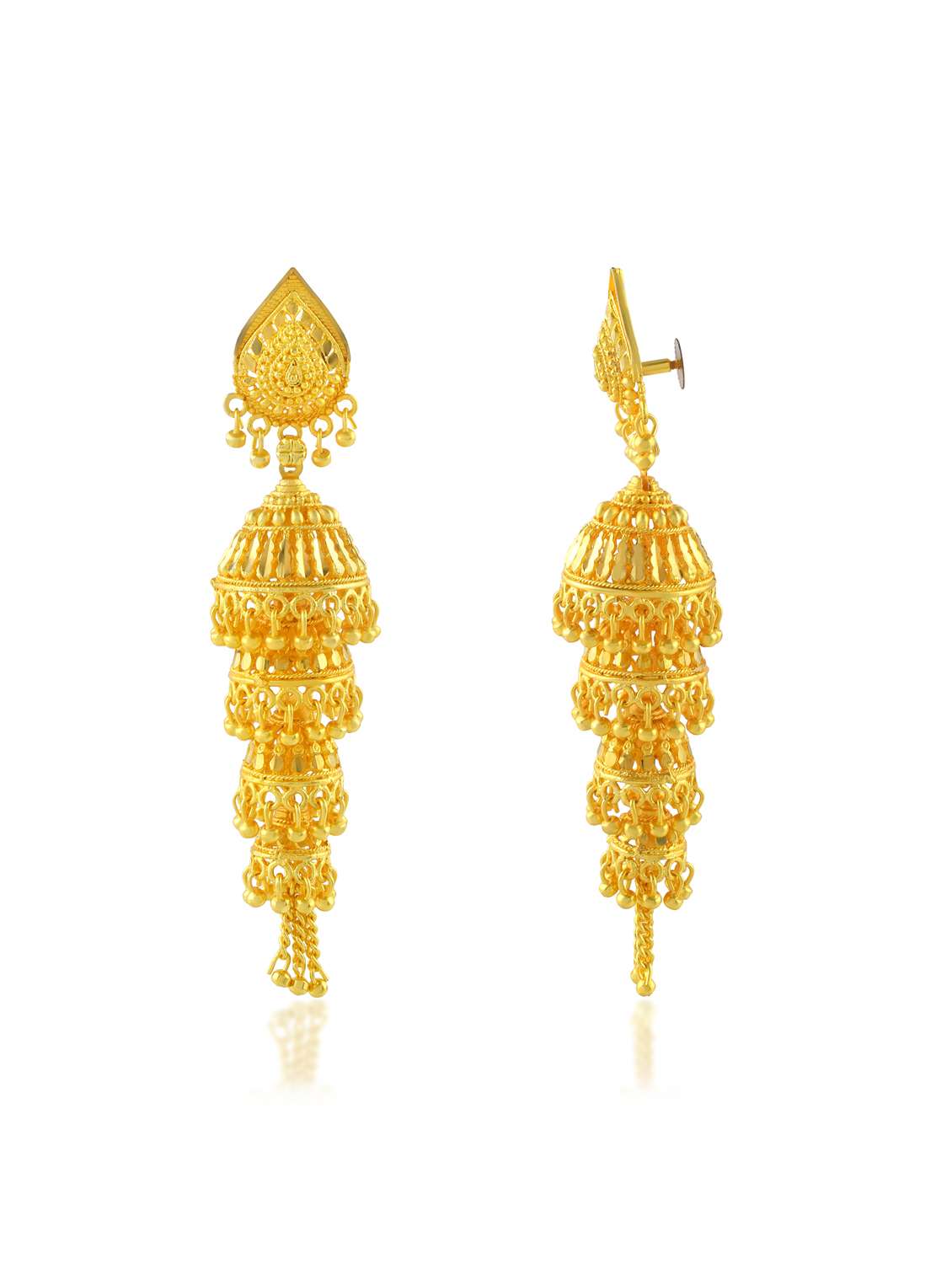 gold plated handcrafted jhumka earrings - 21936727 -  Standard Image - 2