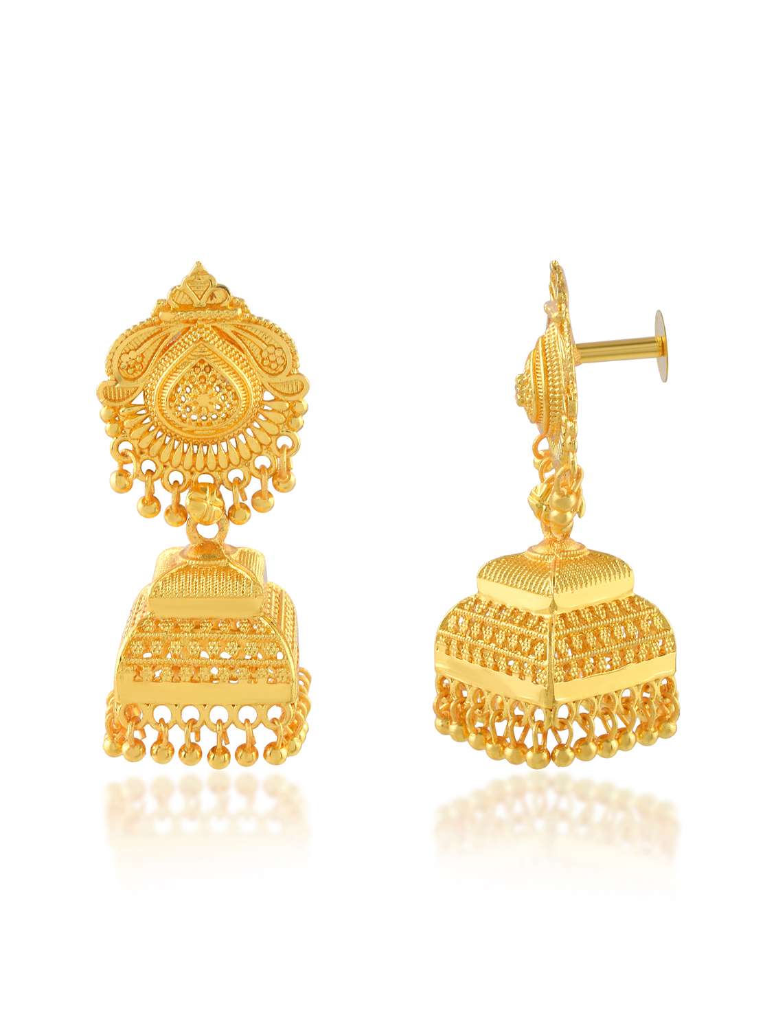 women gold plated jhumka earrings  - 21936729 -  Standard Image - 2