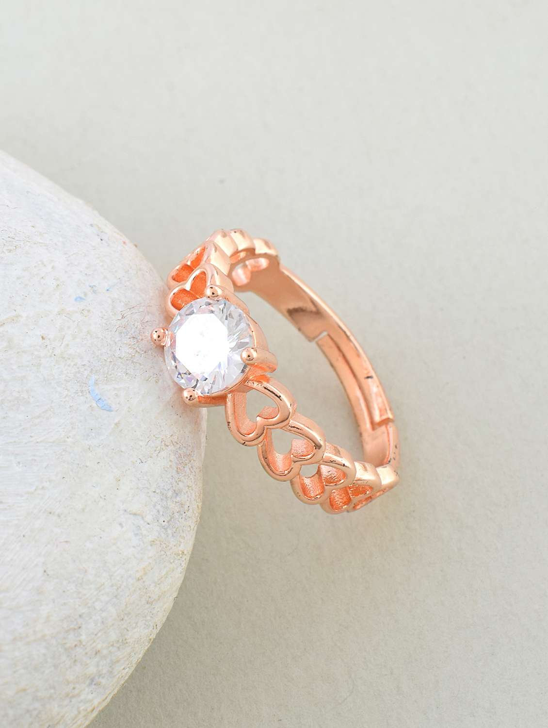 rose gold plated heart design finger ring