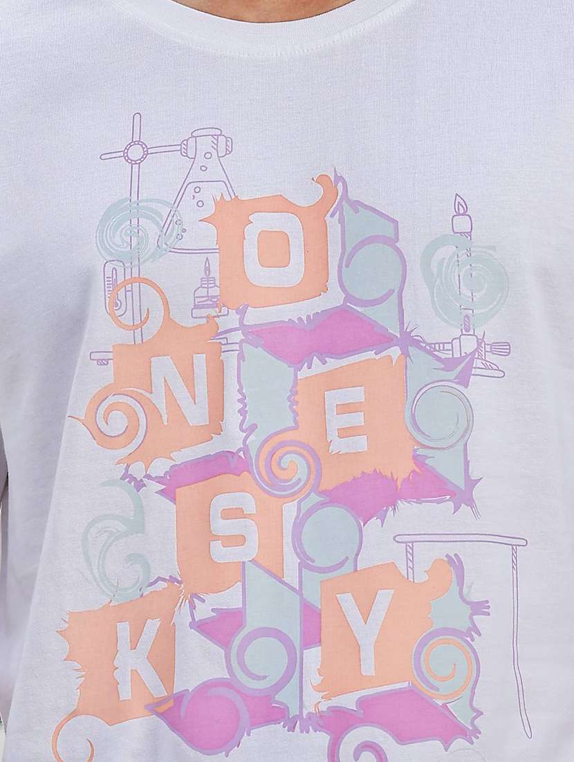 men front print round neck regular fit t-shirt - 21936735 - Standard Image - 2