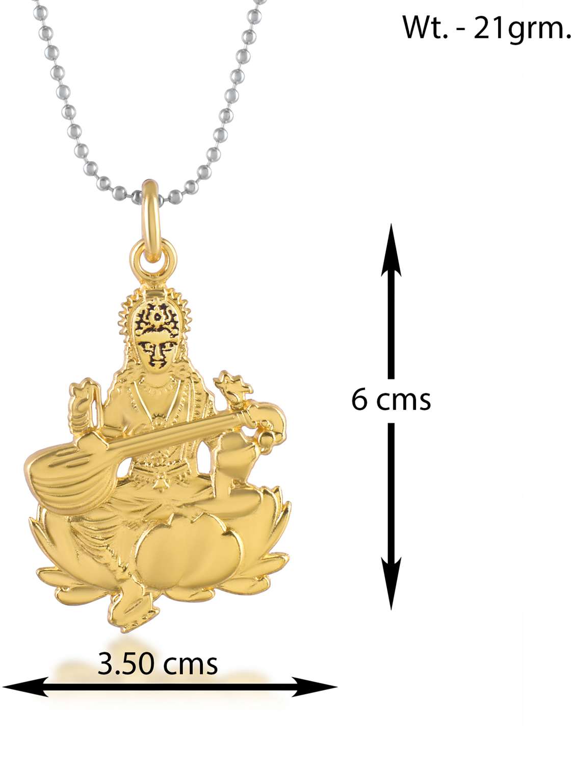 gold-toned goddess saraswati religious pendant - 21936780 -  Standard Image - 2