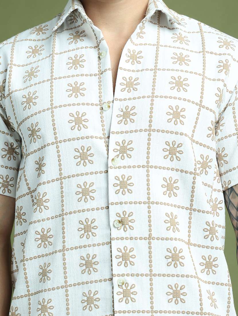 men floral short sleeve regular fit casual shirt - 21936790 -  Standard Image - 2