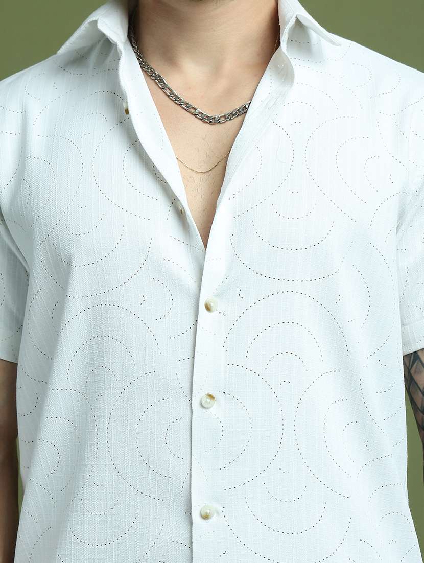 men self design short sleeve slim fit casual shirt - 21936791 -  Standard Image - 2