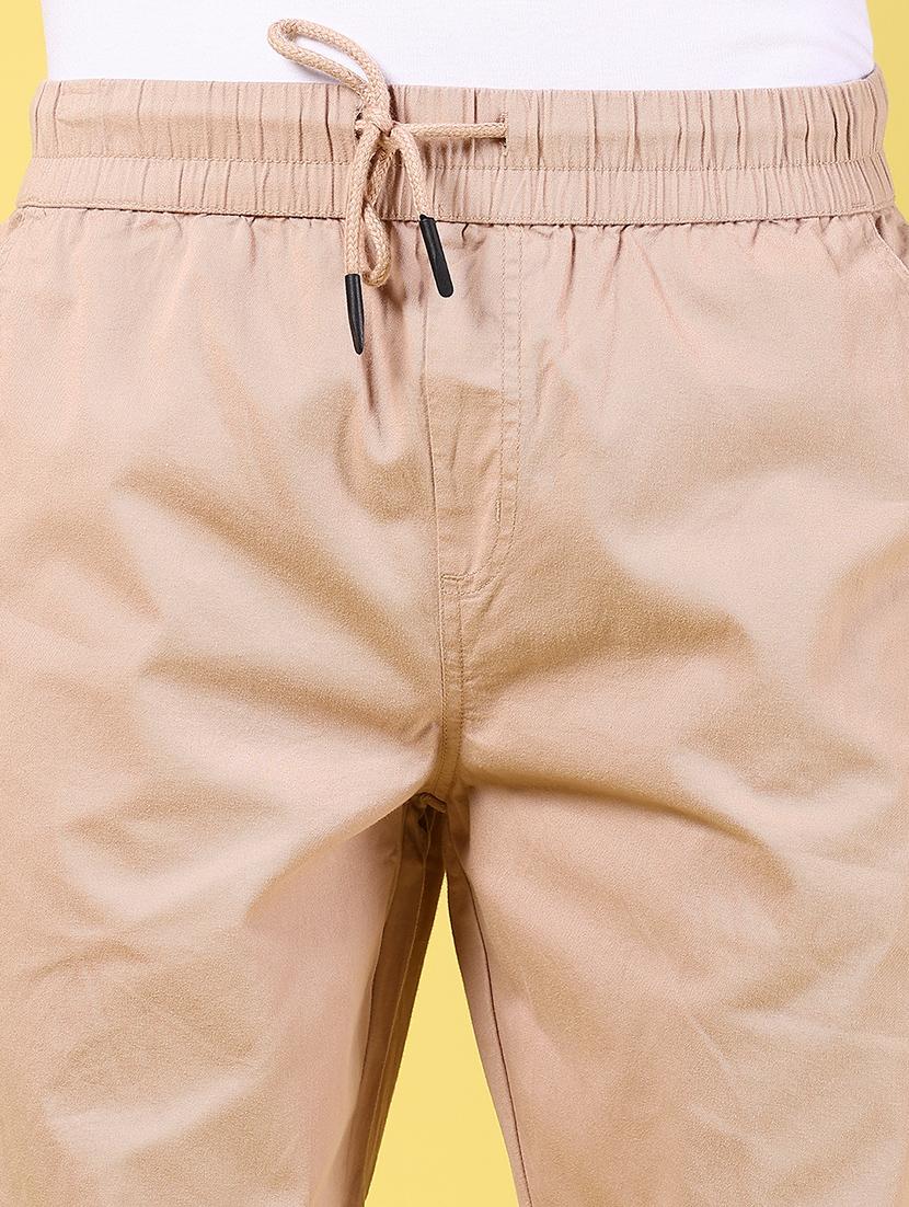 men beige solid mid rise regular fit jogger - 21936795 - Standard Image - 2