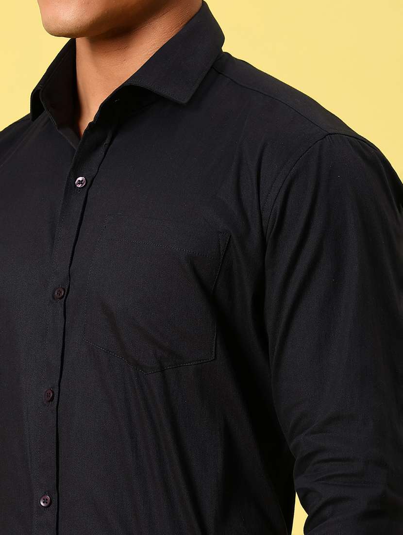 men black solid long sleeve formal shirt - 21936800 -  Standard Image - 2