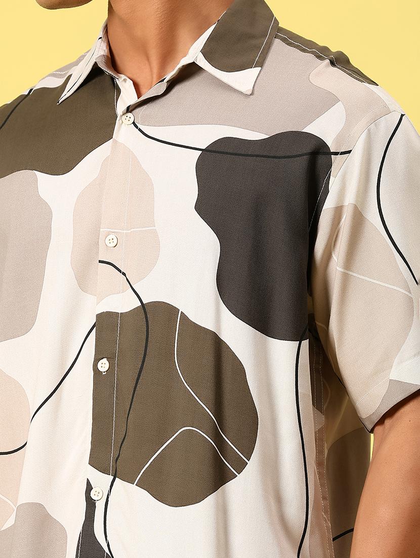 men printed short sleeve regular fit casual shirt - 21936801 - Standard Image - 2