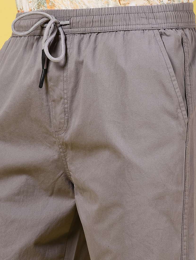men grey solid mid rise full length trouser - 21936816 - Standard Image - 2