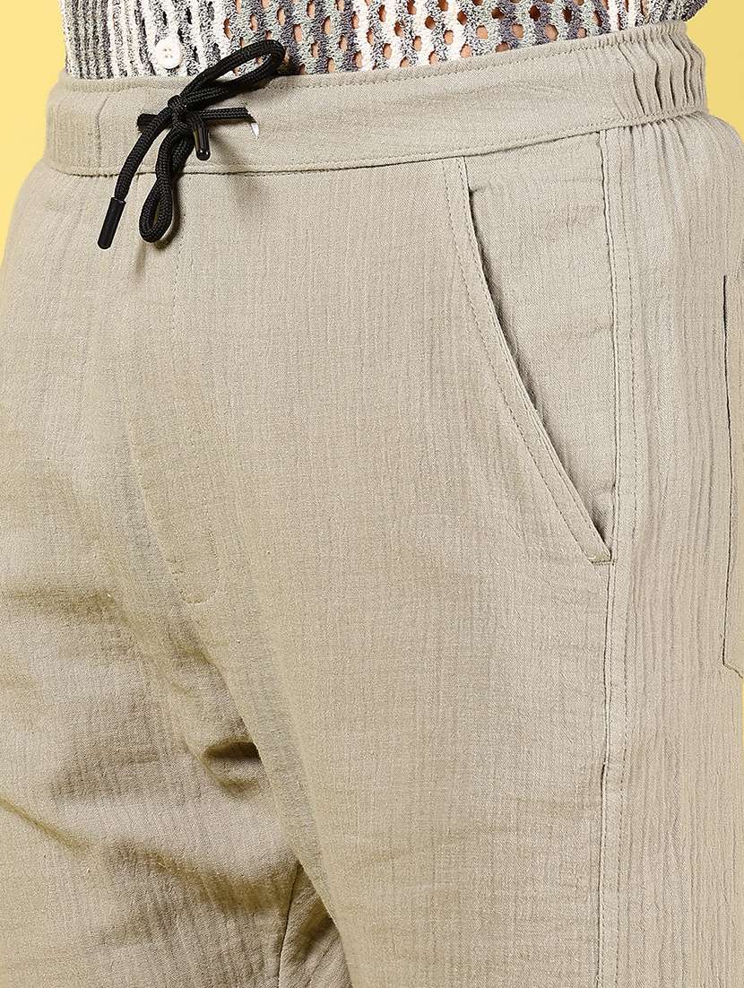 men olive solid mid rise full length trouser - 21936818 -  Standard Image - 2