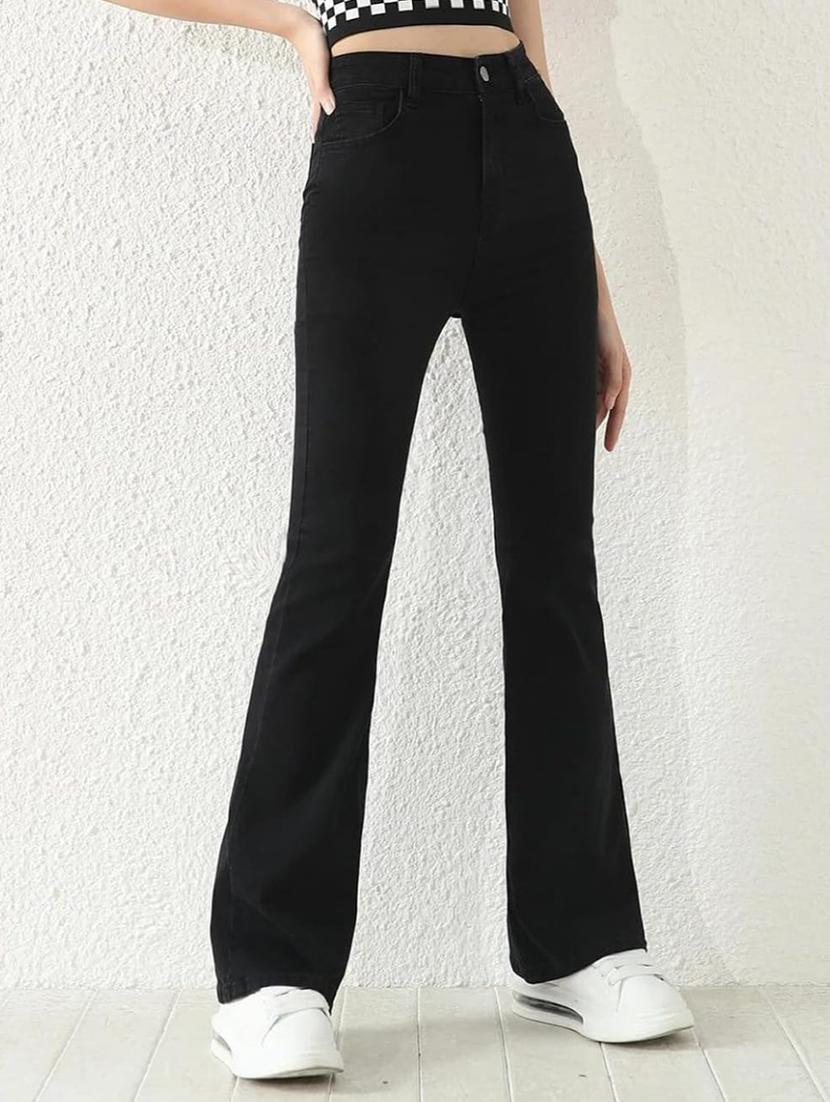women black solid high rise bootcut jean - 21936892 - Standard Image - 2