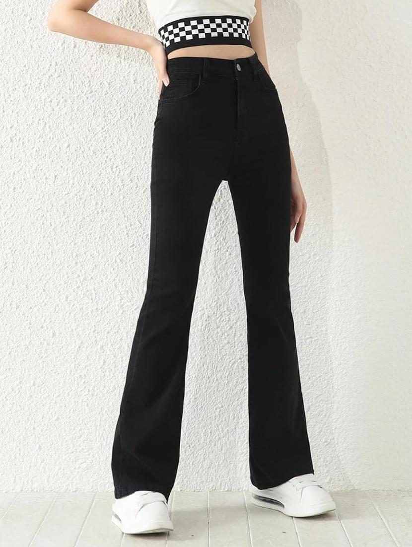 women solid high rise bootcut jean - 21936945 - Standard Image - 2