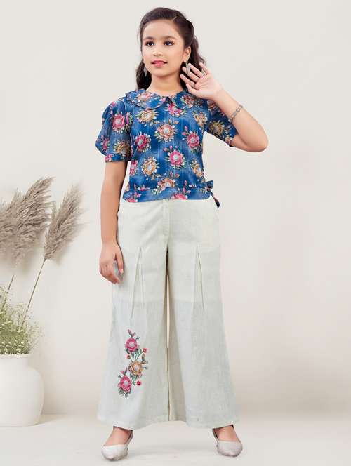girls floral printed top & palazzo co-ords set - 21938416 - Standard Image - 0