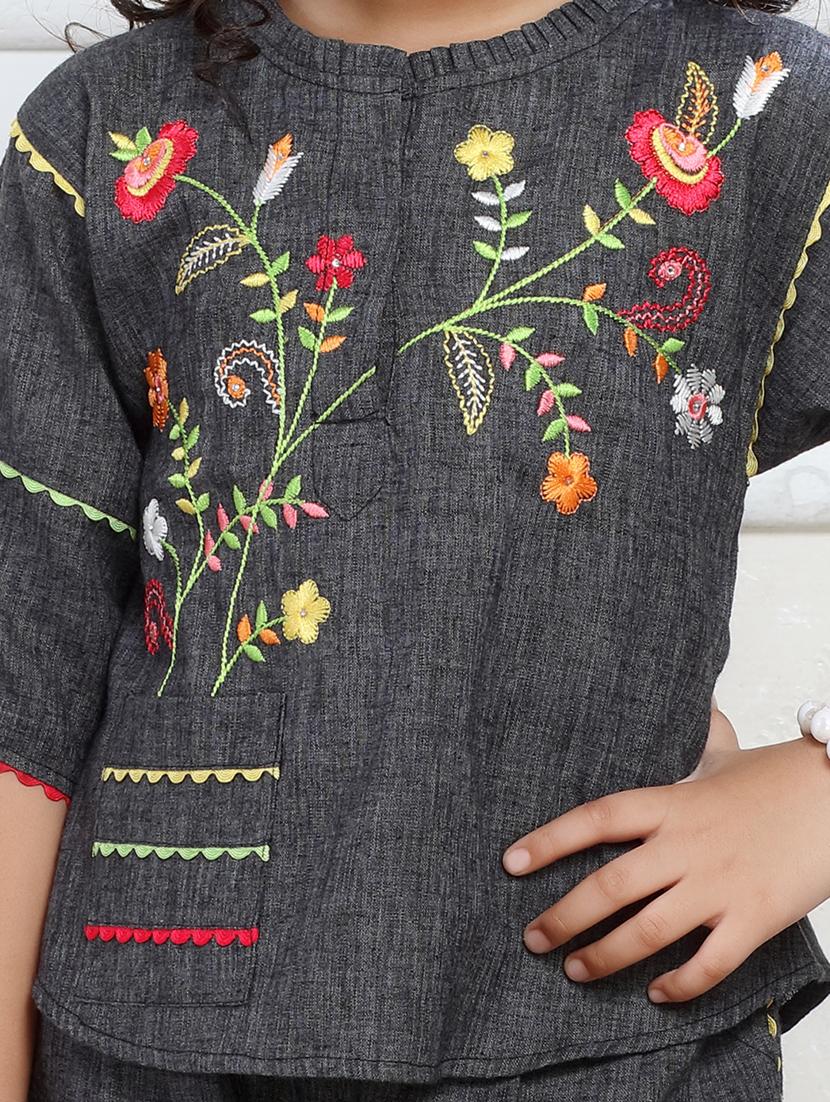 girls embroidered top & trouser co-ords set - 21938417 - Standard Image - 2