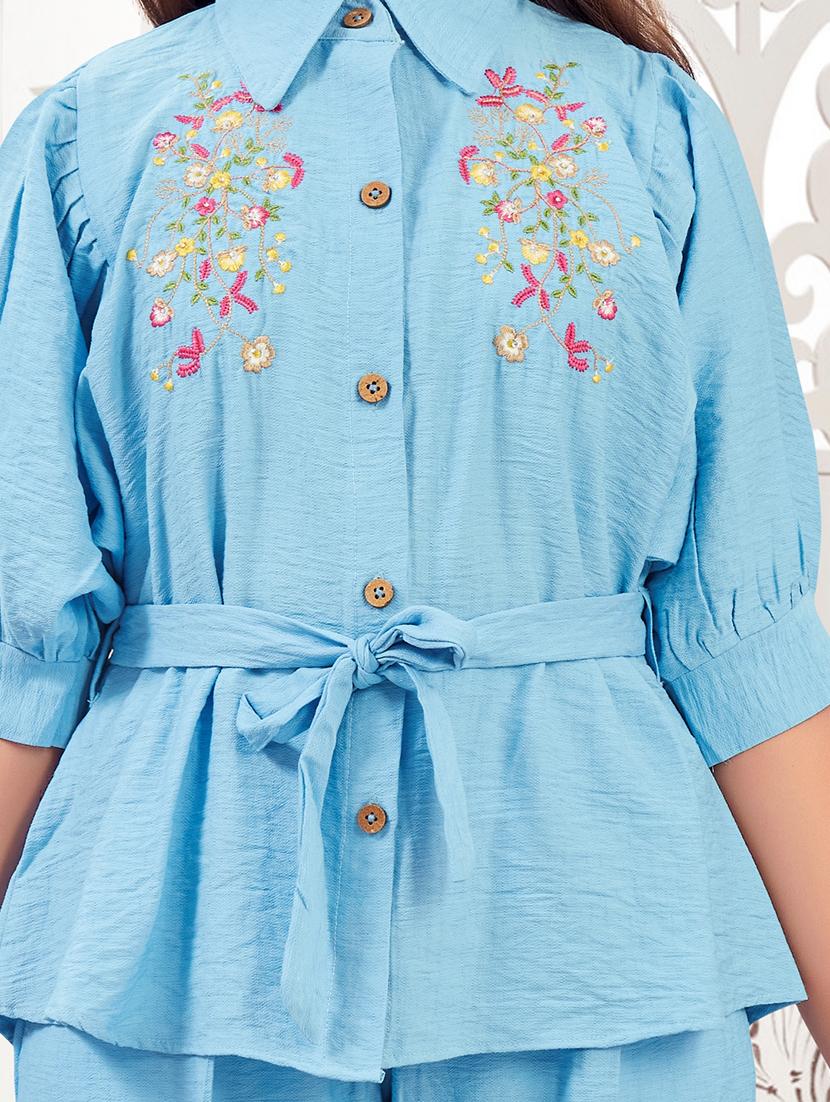 girls embroidered top & trouser co-ords set - 21938419 - Standard Image - 2