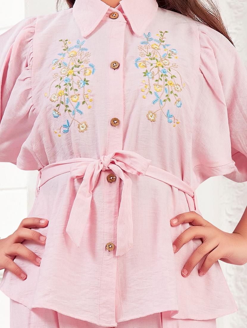 girls embroidered top & trouser co-ord set - 21938420 - Standard Image - 2