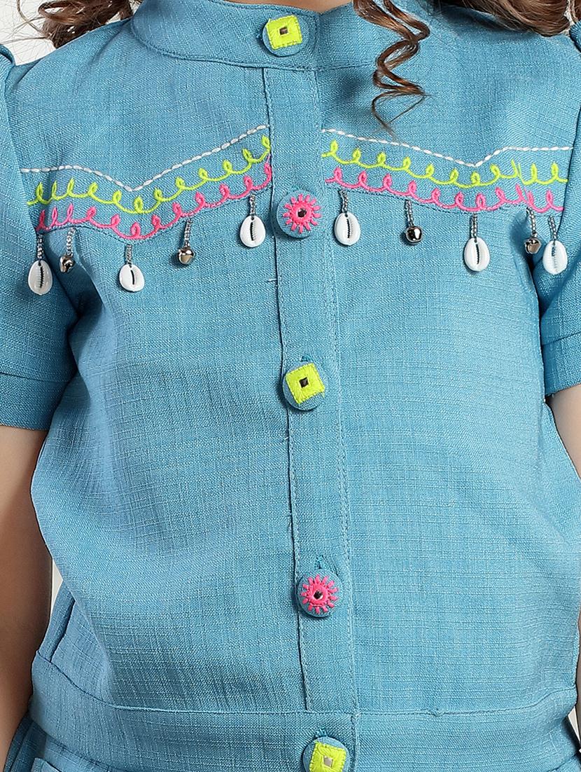 girls embroidered top & trouser co-ord set - 21938425 - Standard Image - 2