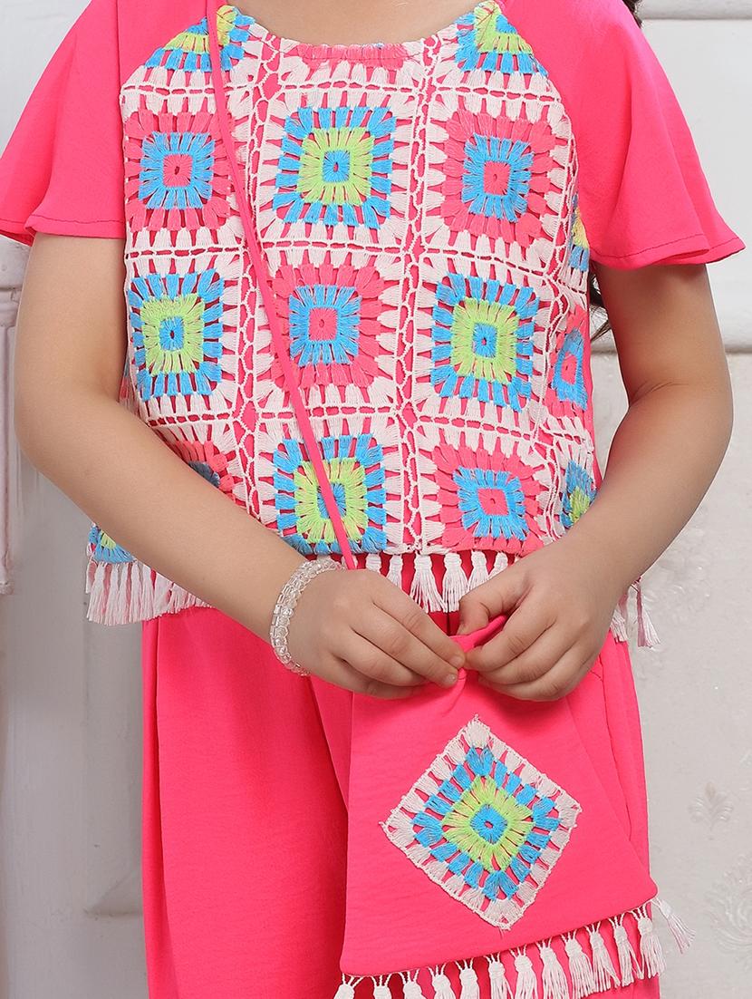 girls embroidered top & trouser co-ord set - 21938433 - Standard Image - 2