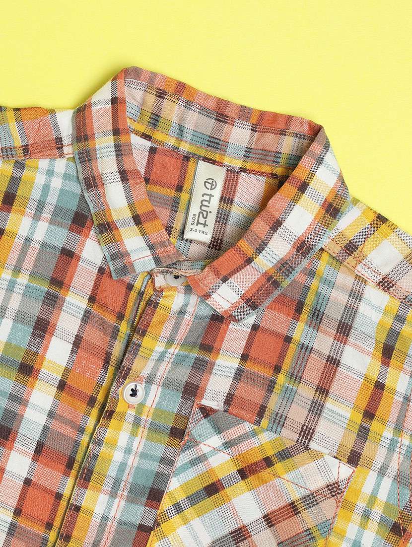 boys checkered collared short sleeve shirt - 21938522 -  Standard Image - 2