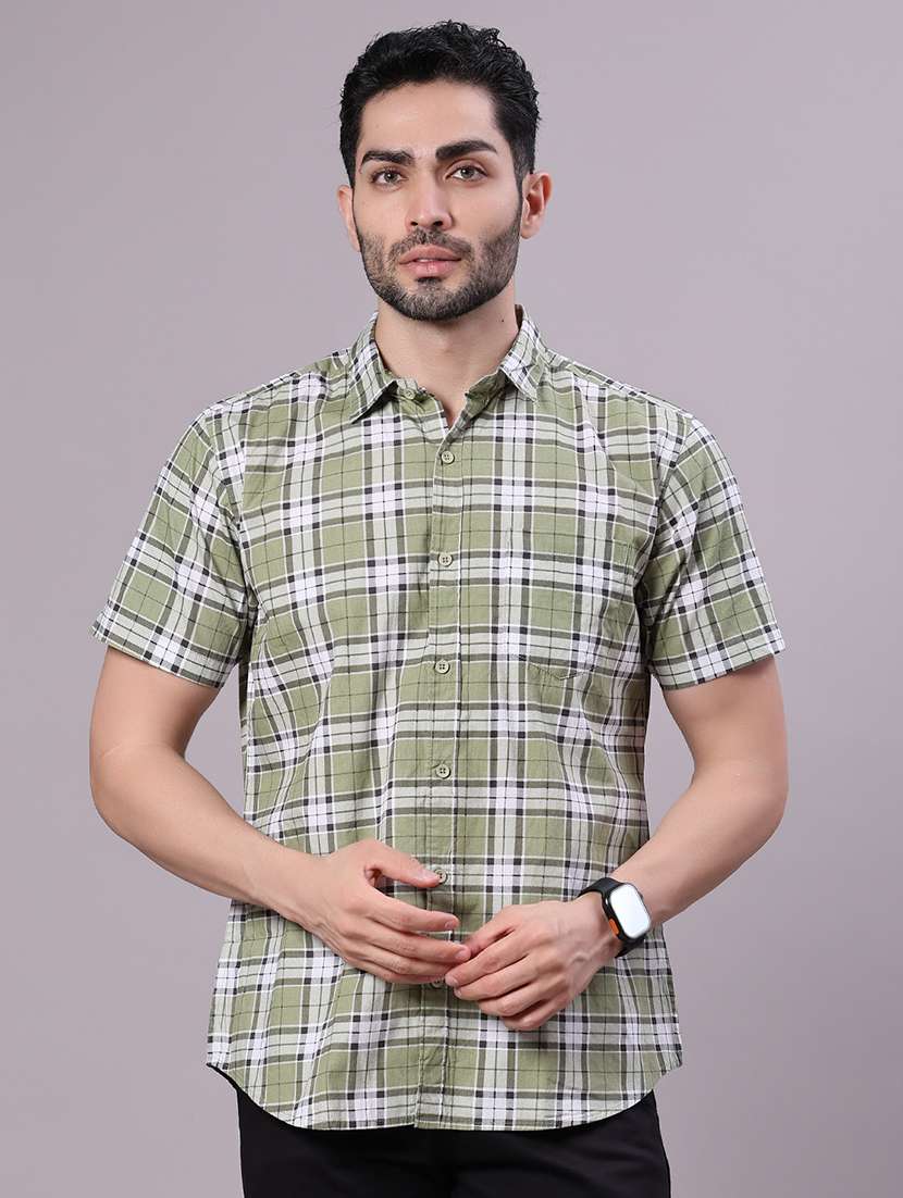 men checkered collared shorts sleeve shirt - 21938571 -  Standard Image - 2