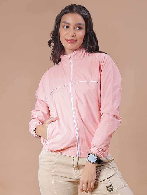 women solid long sleeve windcheater jacket - 21938589 -  Standard Image - 0