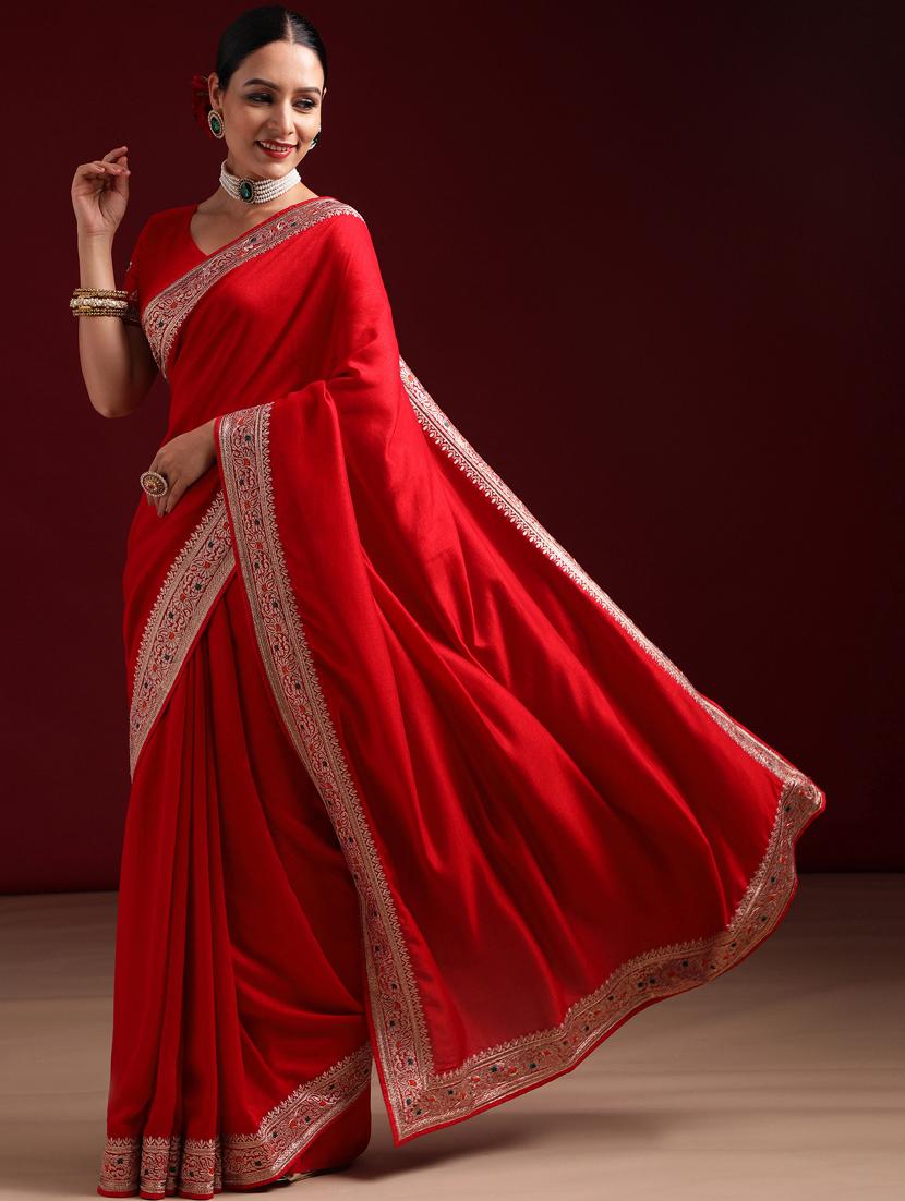 women solid with bordered saree with blouse - 21938864 - Standard Image - 2