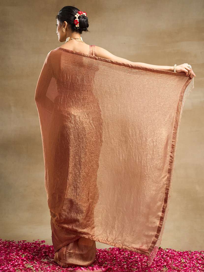 women solid embellished saree with blouse - 21939097 - Standard Image - 2