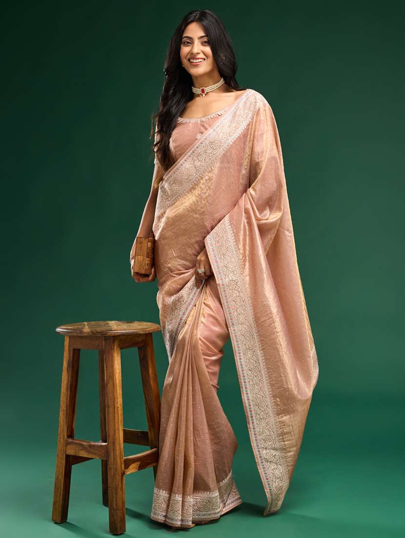 women solid with work embroidered saree with blouse