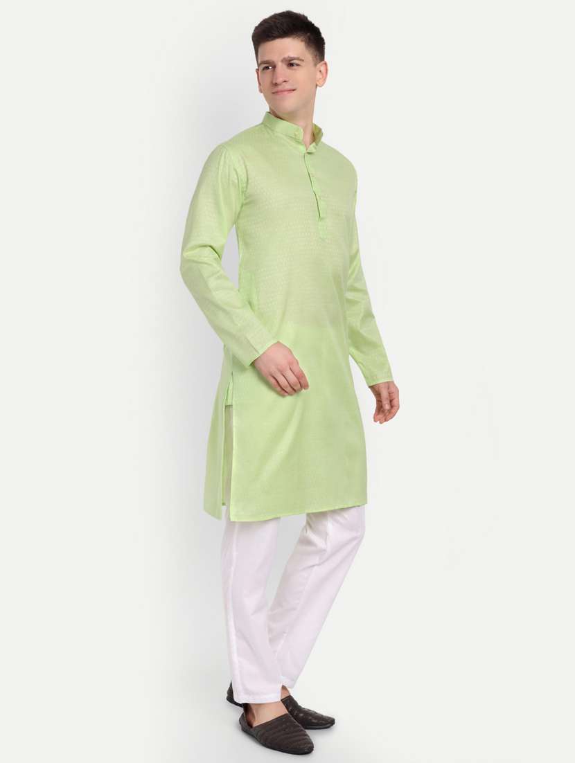 men self design mandarin neck long kurta