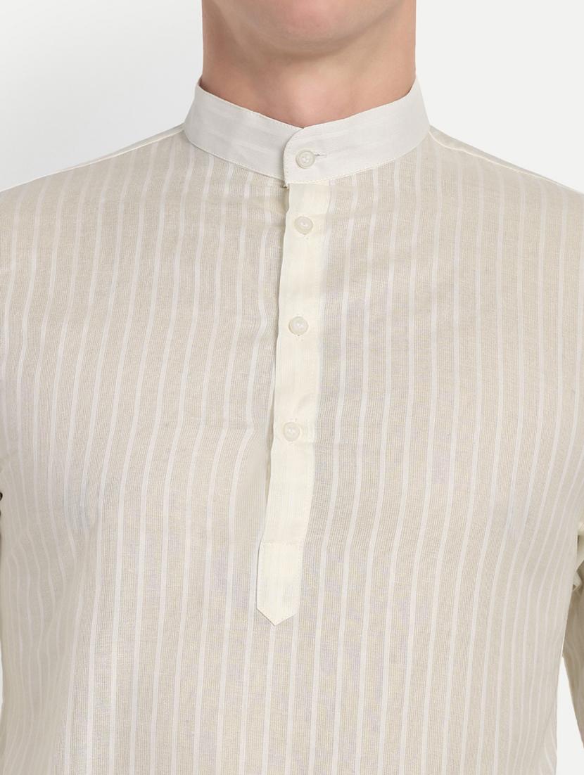 men striped mandarin neck long kurta - 21939330 - Standard Image - 2