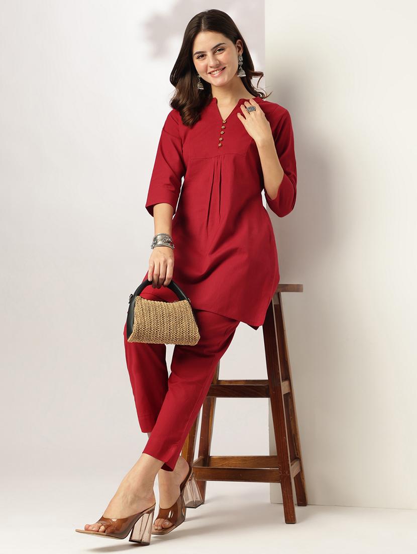 women three quarter sleeve ethnic co-ord set
