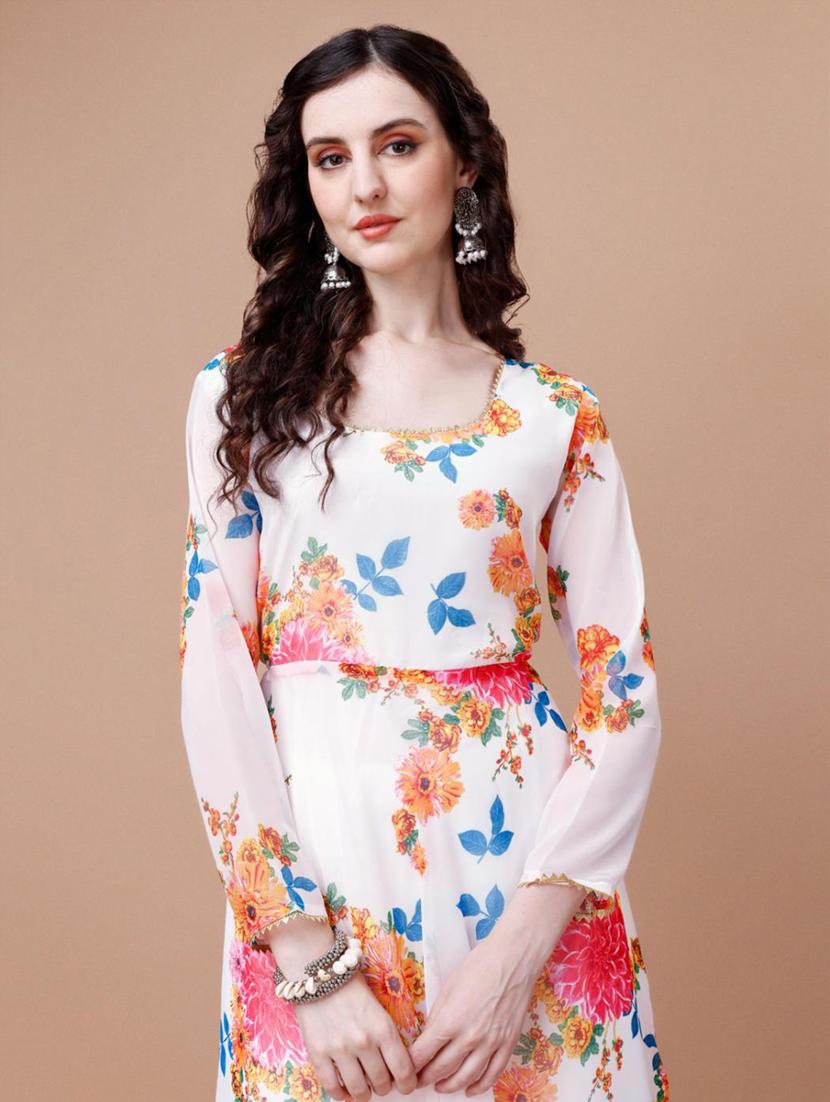 women floral printed long sleeve kurta and dupatta set - 21939392 - Standard Image - 2