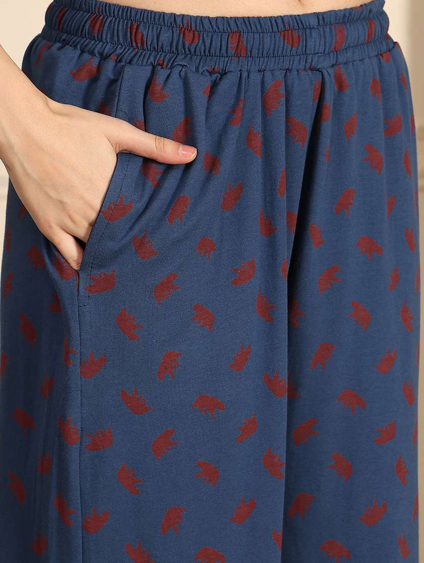 women printed mid rise full length pajama - 21939486 - Standard Image - 2