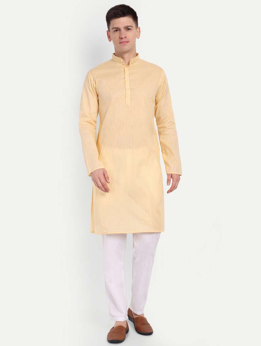 men mandarin neck kurta with trousers ethnic wear set