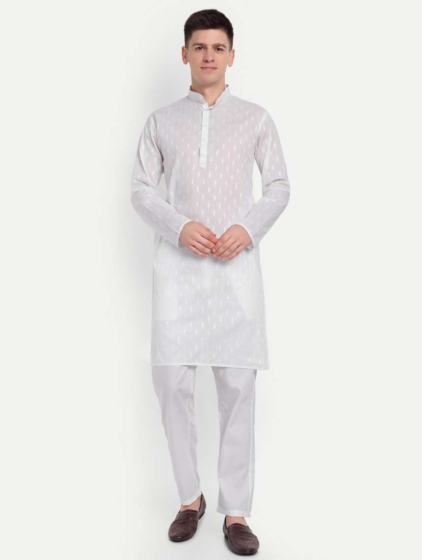 men mandarin neck kurta with trousers ethnic wear set